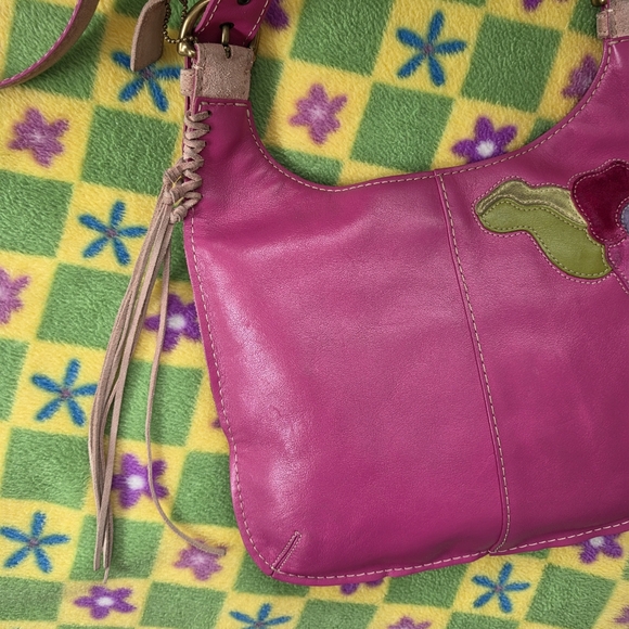 Coach Y2K Suede Fringed Poppy for Peace Pink Hippie Crossbody Hobo Bag - Picture 7 of 16